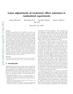 Lasso adjustments of treatment effect estimates in randomized
  experiments
