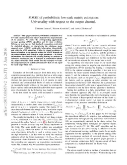 MMSE of probabilistic low-rank matrix estimation: Universality with
  respect to the output channel
