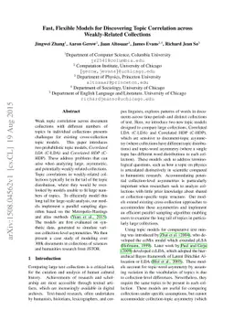 Fast, Flexible Models for Discovering Topic Correlation across
  Weakly-Related Collections