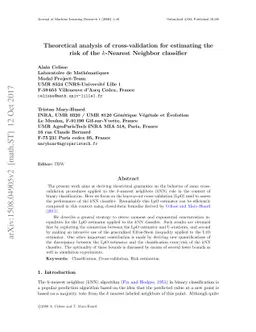 Theoretical analysis of cross-validation for estimating the risk of the
  k-Nearest Neighbor classifier