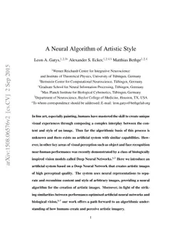 A Neural Algorithm of Artistic Style