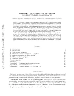 Consistent nonparametric estimation for heavy-tailed sparse graphs