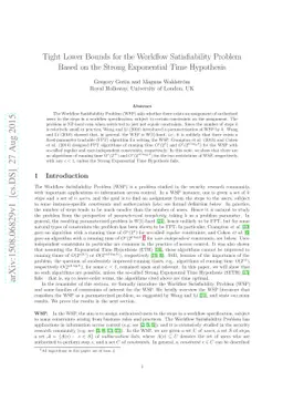 Tight Lower Bounds for the Workflow Satisfiability Problem Based on the
  Strong Exponential Time Hypothesis