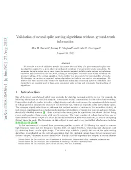 Validation of neural spike sorting algorithms without ground-truth
  information