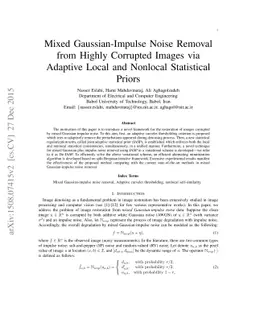 Mixed Gaussian-Impulse Noise Removal from Highly Corrupted Images via
  Adaptive Local and Nonlocal Statistical Priors