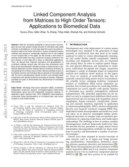 Linked Component Analysis from Matrices to High Order Tensors:
  Applications to Biomedical Data