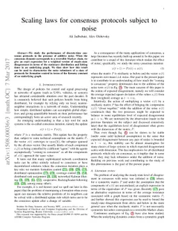 Scaling laws for consensus protocols subject to noise