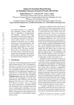 Improved Transition-Based Parsing by Modeling Characters instead of
  Words with LSTMs