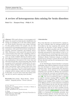 A review of heterogeneous data mining for brain disorders