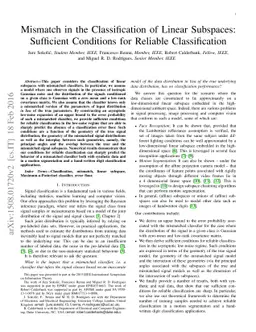 Mismatch in the Classification of Linear Subspaces: Sufficient
  Conditions for Reliable Classification