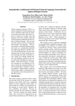 Semantically Conditioned LSTM-based Natural Language Generation for
  Spoken Dialogue Systems