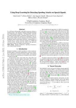 Using Deep Learning for Detecting Spoofing Attacks on Speech Signals