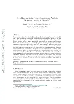 Deep Boosting: Joint Feature Selection and Analysis Dictionary Learning
  in Hierarchy