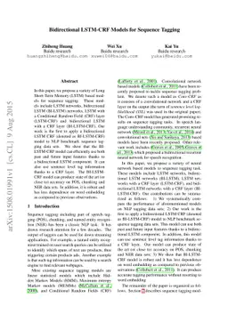 Bidirectional LSTM-CRF Models for Sequence Tagging