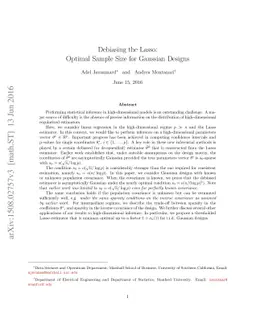De-biasing the Lasso: Optimal Sample Size for Gaussian Designs