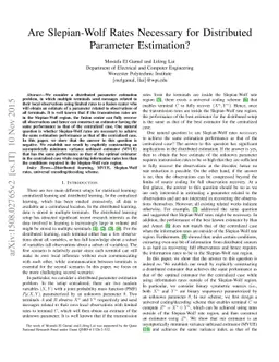 Are Slepian-Wolf Rates Necessary for Distributed Parameter Estimation?
