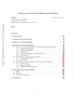 A Survey on Contextual Multi-armed Bandits