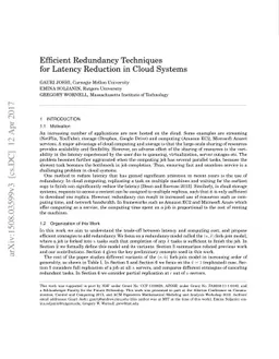 Efficient Redundancy Techniques for Latency Reduction in Cloud Systems