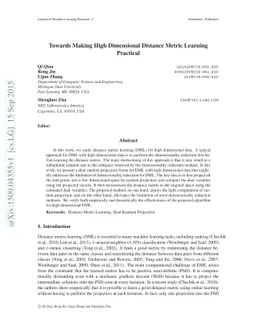 Towards Making High Dimensional Distance Metric Learning Practical