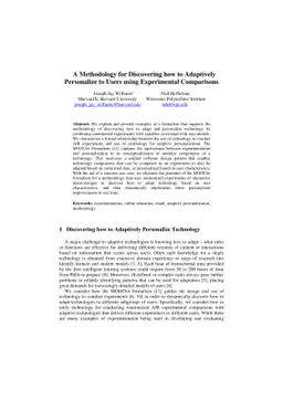 A Methodology for Discovering how to Adaptively Personalize to Users
  using Experimental Comparisons