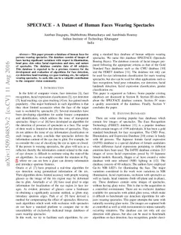 SPECFACE - A Dataset of Human Faces Wearing Spectacles