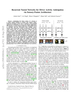 Recurrent Neural Networks for Driver Activity Anticipation via
  Sensory-Fusion Architecture
