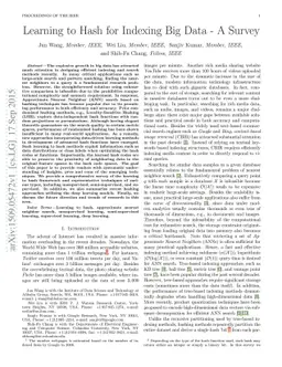 Learning to Hash for Indexing Big Data - A Survey