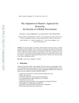 The adaptation of Shamir's protocol for increasing the security of a
  mobile environment