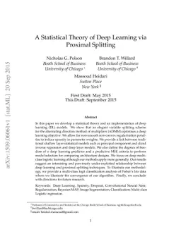 A Statistical Theory of Deep Learning via Proximal Splitting