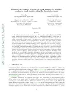Information-theoretic bounds for exact recovery in weighted stochastic
  block models using the Renyi divergence