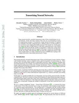 Tensorizing Neural Networks