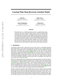 Learning Wake-Sleep Recurrent Attention Models