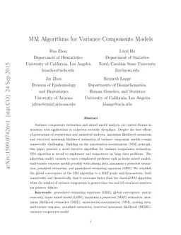 MM Algorithms for Variance Components Models