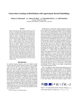 Linear-time Learning on Distributions with Approximate Kernel Embeddings