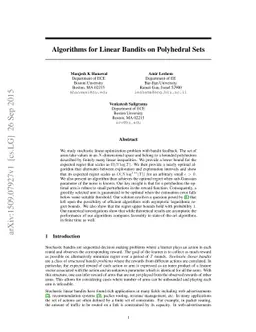 Algorithms for Linear Bandits on Polyhedral Sets