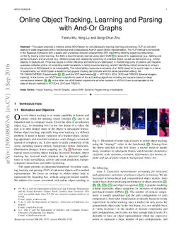 Online Object Tracking, Learning and Parsing with And-Or Graphs