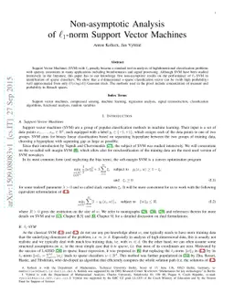 Non-asymptotic Analysis of $\ell_1$-norm Support Vector Machines