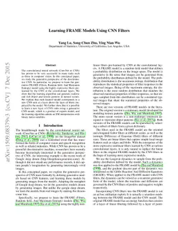 Learning FRAME Models Using CNN Filters