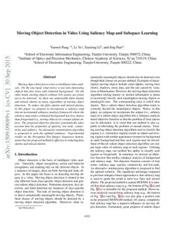 Moving Object Detection in Video Using Saliency Map and Subspace
  Learning
