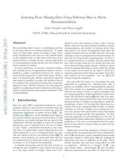 Learning From Missing Data Using Selection Bias in Movie Recommendation