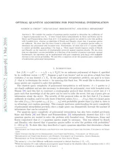 Optimal quantum algorithm for polynomial interpolation
