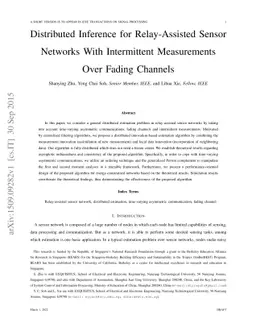Distributed Inference for Relay-Assisted Sensor Networks With
  Intermittent Measurements Over Fading Channels