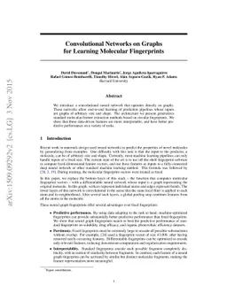 Convolutional Networks on Graphs for Learning Molecular Fingerprints