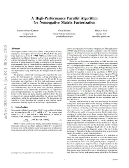 A High-Performance Parallel Algorithm for Nonnegative Matrix
  Factorization