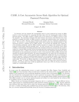 CASH: A Cost Asymmetric Secure Hash Algorithm for Optimal Password
  Protection