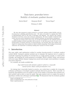 Train faster, generalize better: Stability of stochastic gradient
  descent