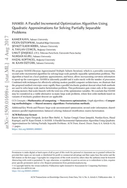 HAMSI: A Parallel Incremental Optimization Algorithm Using Quadratic
  Approximations for Solving Partially Separable Problems