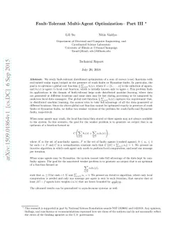 Fault-Tolerant Multi-Agent Optimization: Part III