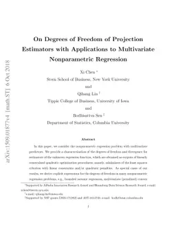 On Degrees of Freedom of Projection Estimators with Applications to
  Multivariate Nonparametric Regression