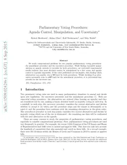 Parliamentary Voting Procedures: Agenda Control, Manipulation, and
  Uncertainty